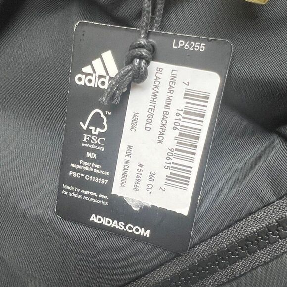 New Adidas Linear Mini Backpack in Black, White and Gold Classic Travel Everyday main image 5